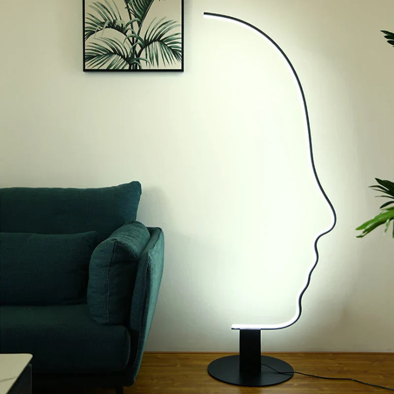 Modern Minimalist Human Face LED Floor Lamp for Home Bedroom Living Room Lighting
