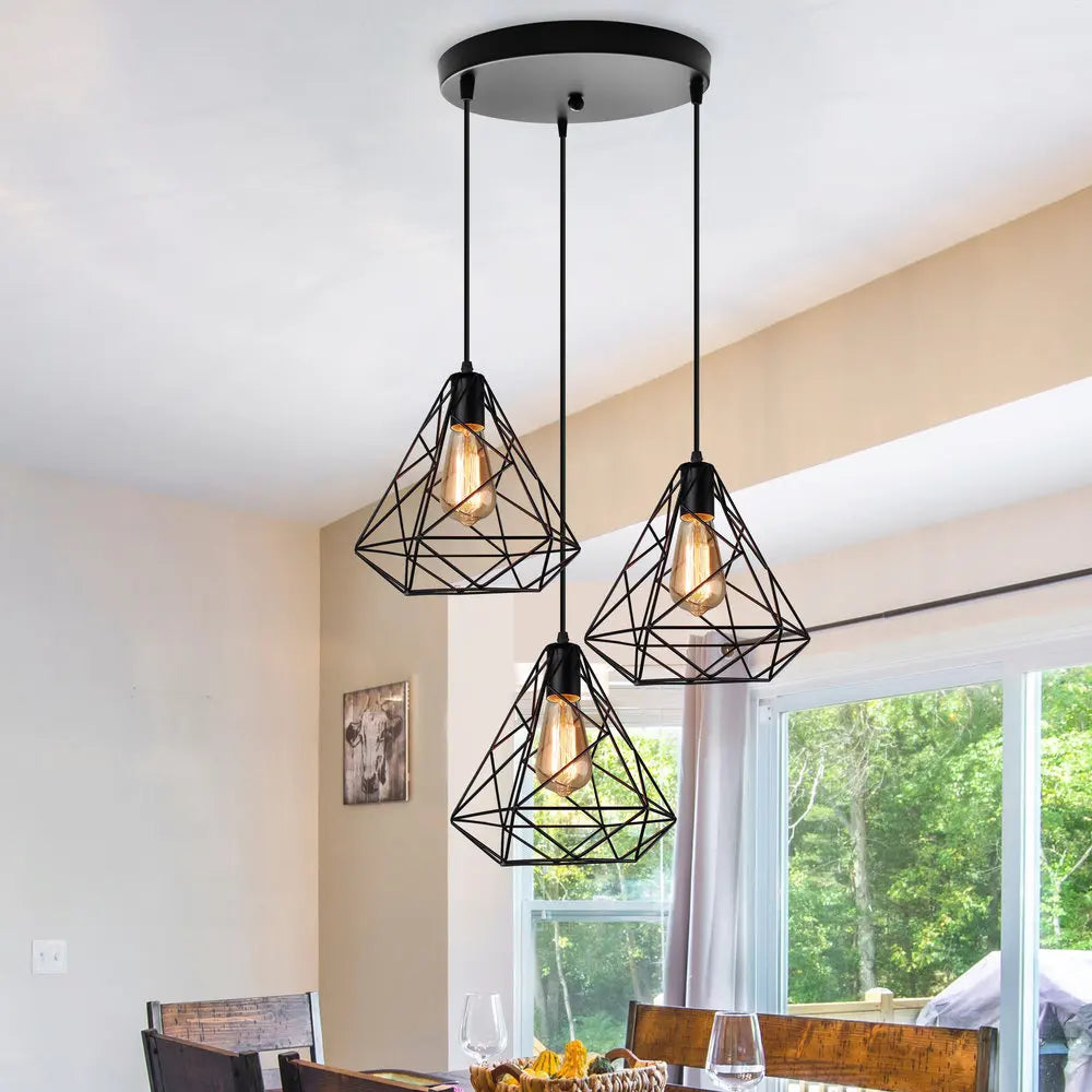 Modern Black LED Pendant Chandelier for Kitchen & Living Room Lighting