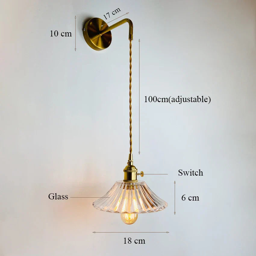 Glass Adjustable LED Sconce Wall Light for Bedroom Home Decor