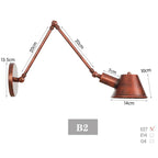 Vintage Iron Swimming Arm Wall Lamp - Rustic Retro Reading Light