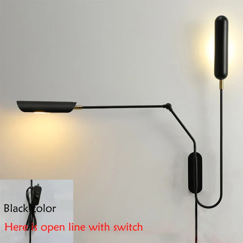 Adjustable Retro Wall Lamp with Long Arm and LED E27 Light