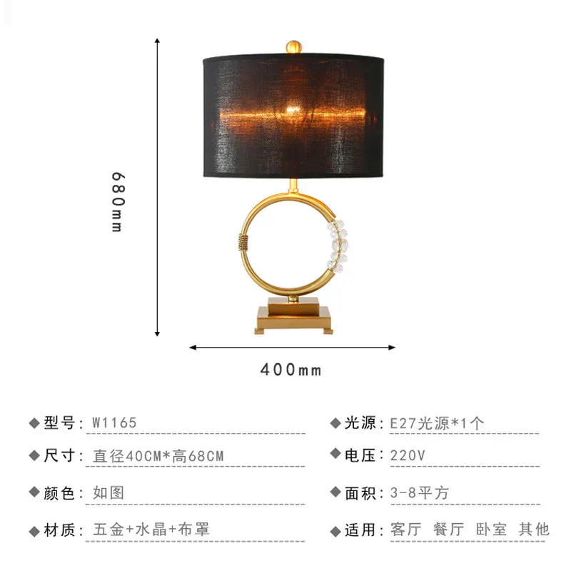 Crystal Table Lamp: Nordic Light Luxury Design for Bedroom Bedside