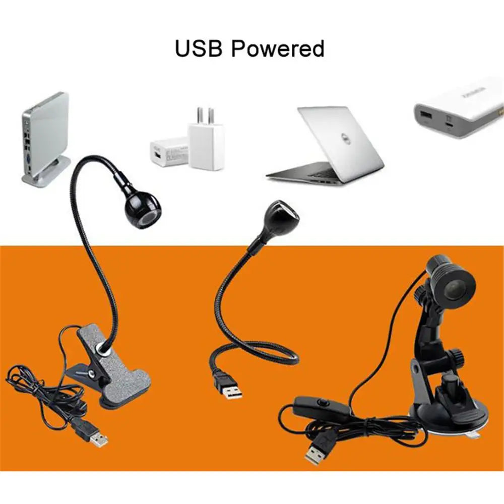 LED Book Light Black Silver Clip-On Desk Lamp Flexible Reading Lamp