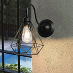 Black Cage Guard Wall Sconce LED Lamp Indoor Retro Lighting Fixture