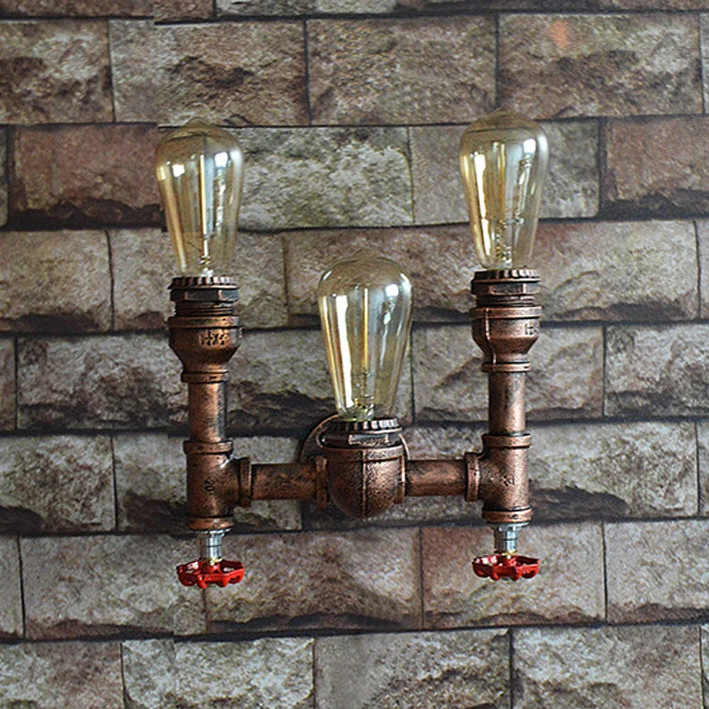 Water Pipe Wall Light Retro Iron Multi Lights E27 Vintage Industrial Loft