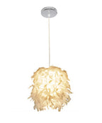 White Feather Pendant Light: Modern Fluffy Shade for Bedroom and Study Room
