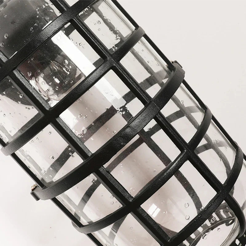 Retro Vintage Black Glass Outdoor Wall Sconce Luminaire