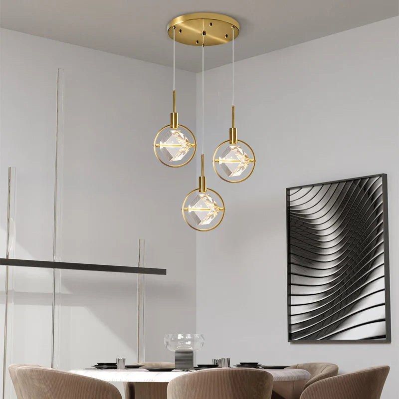 Nordic Crystal Chandelier Pendant for Bedroom Bar, Modern Luxury LED Light