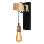 Industrial Iron Wood Wall Lamp E27 Modern Nordic Sconce by for Home Decor Bedroom
