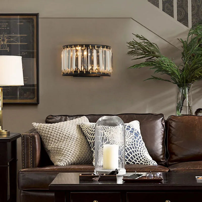 Crystal Semicircular Wall Lamp: Modern Minimalist LED Lighting for Home Decor