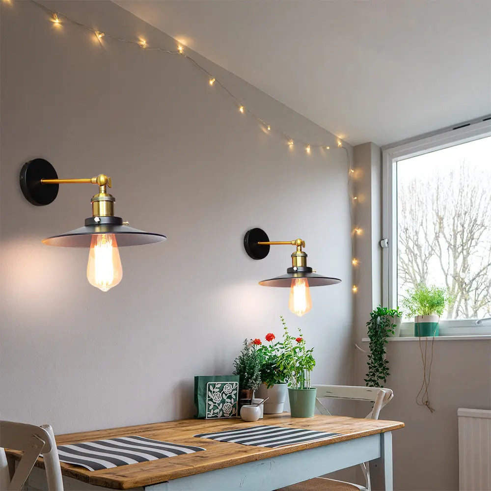 Loft LED Wall Lamp Industrial Decor Iron Lampshade Bedroom Light