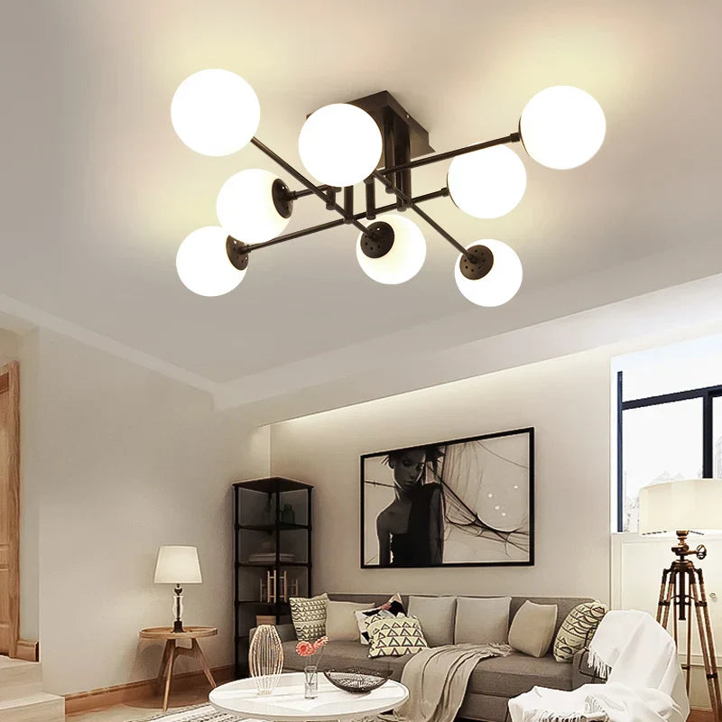 Milk Glass Ceiling Light Modern Ceiling Lamp Living Room Lighting