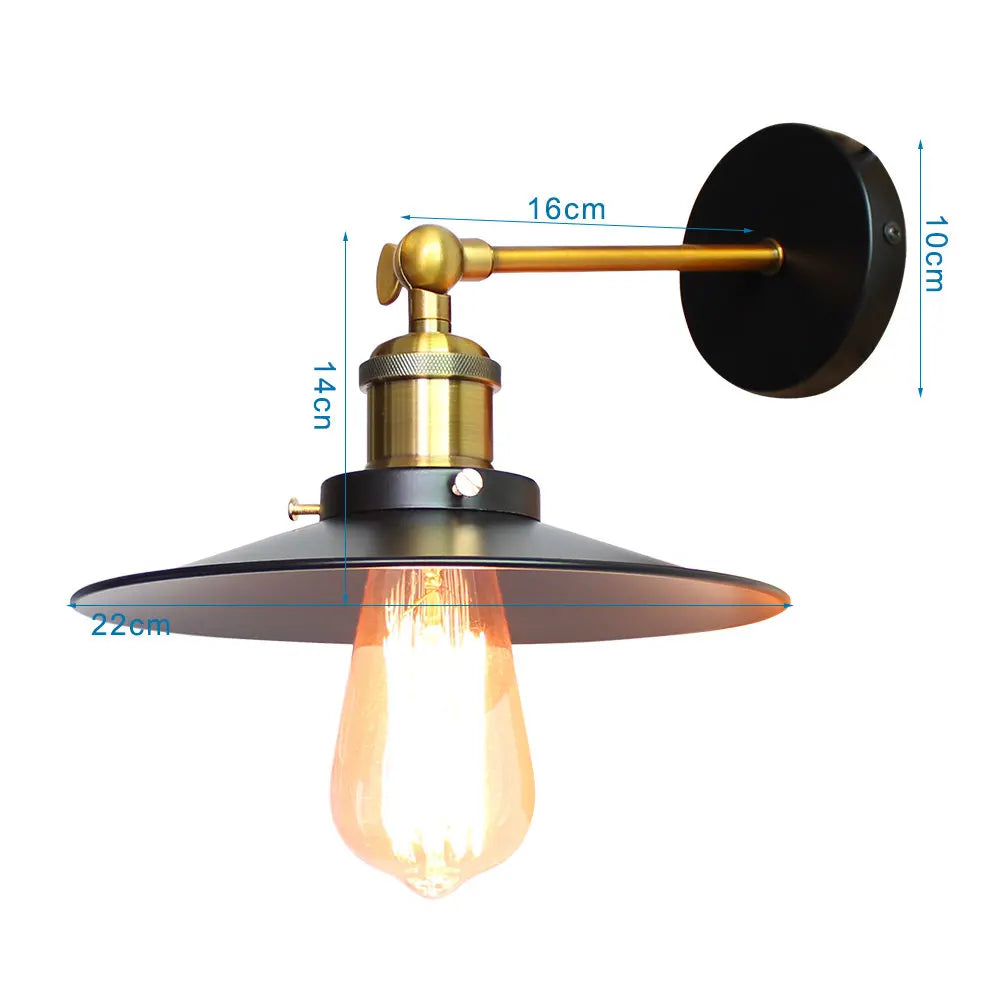 Loft LED Wall Lamp Industrial Decor Iron Lampshade Bedroom Light