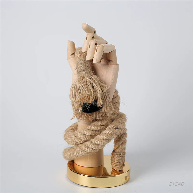 Hand Shape Hemp Rope Wall Light for Corridor Bar Restaurant, E27 Wall Decoration Lamp