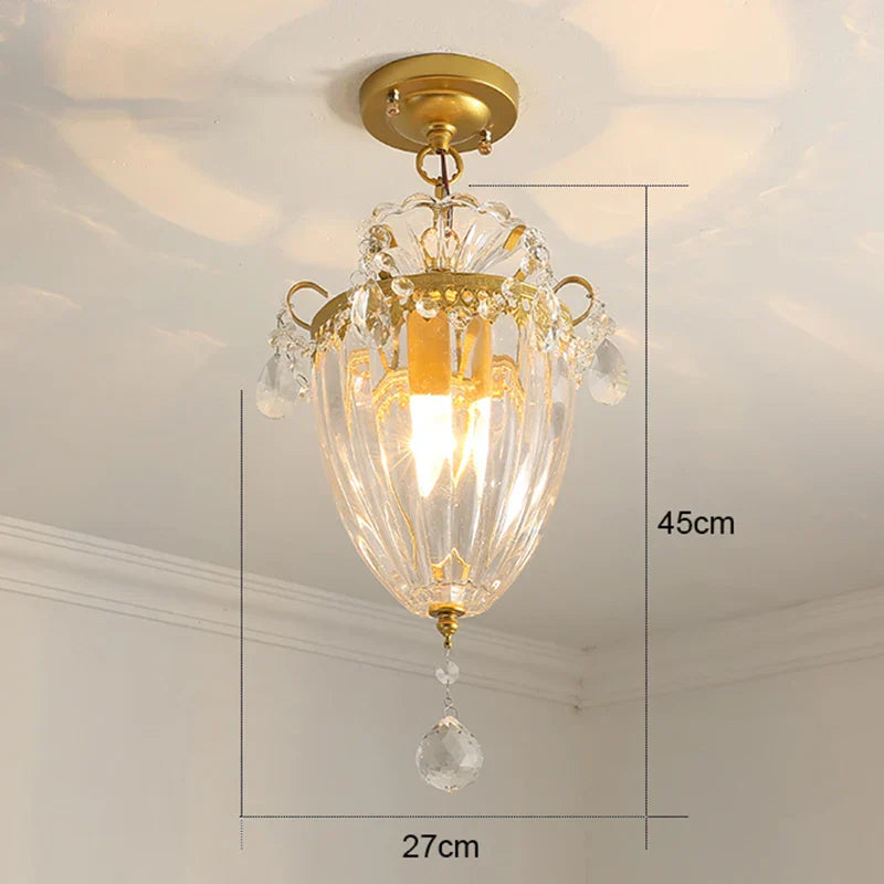 Gold Crystal Round Ceiling Chandelier for Living Room LED Light Fixtures
