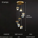 Crystal Square Rhombic LED Chandelier for Duplex Villa Living Room & Restaurant