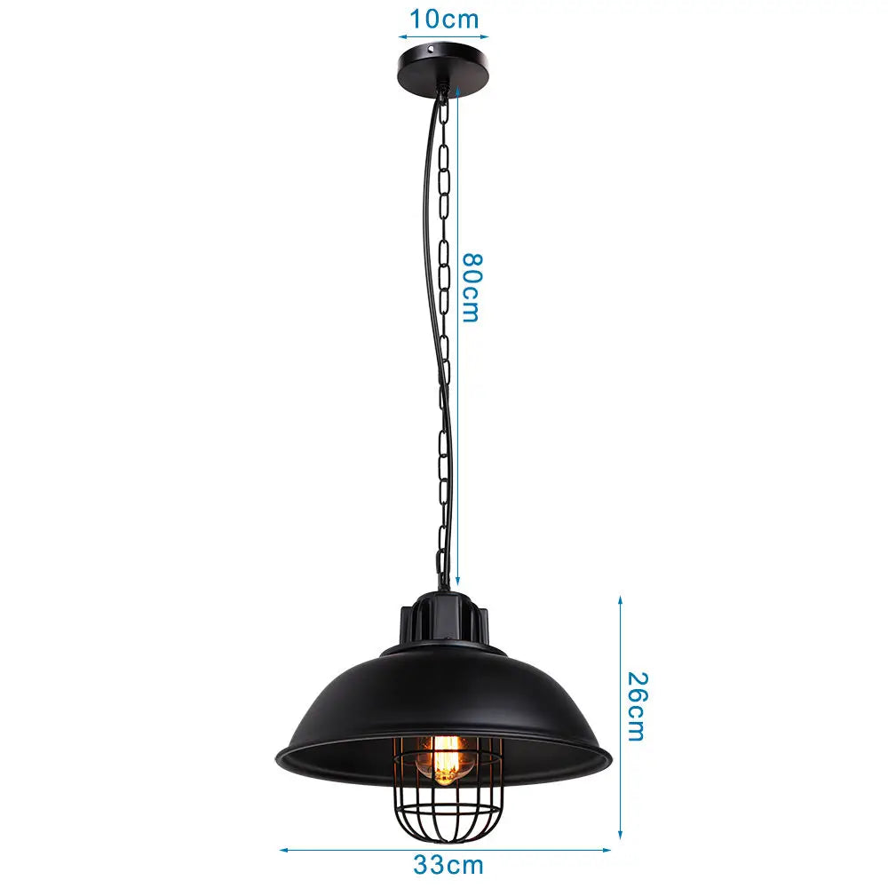 Retro Iron Pendant Light: Vintage Industrial Hanging Lamp for Home Decor