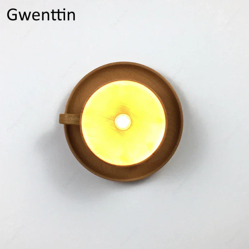 Nordic Wood Cup Ceiling Light: Modern Industrial Wooden Lamp for Living Room Bedroom