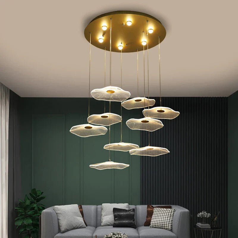 Lotus Leaf Acrylic Nordic LED Chandelier for Restaurant Living Room Hotel Villa
