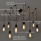 Nordic Retro Spider Pendant Lights LED Edison Bulb Vintage Lamps