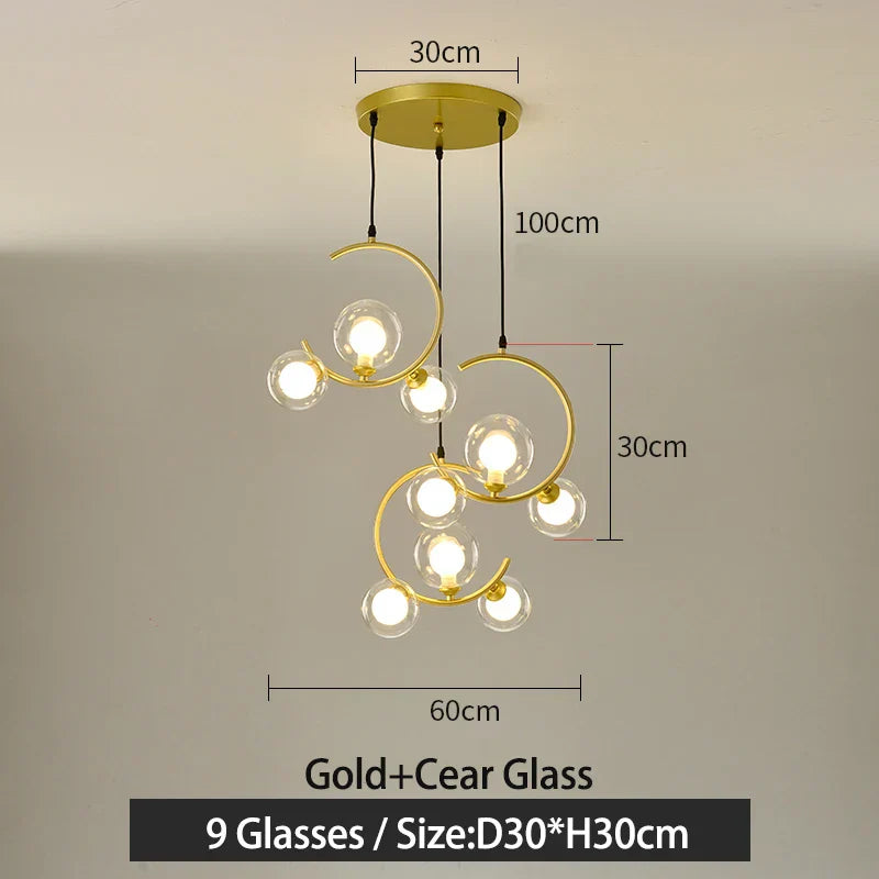 Glass Ball Pendant Light | Modern Nordic G9 LED Lamp for Living Room & Bedroom