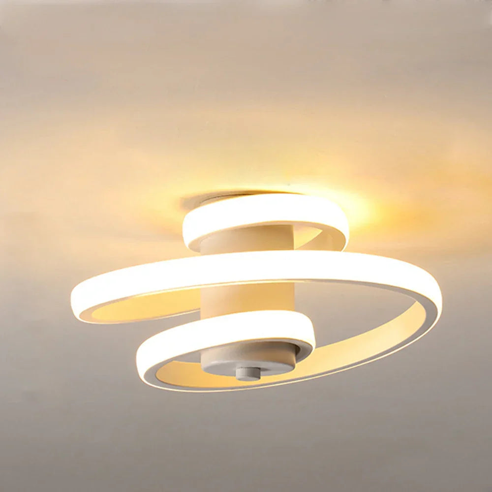 Spiral LED Ceiling Light: Modern Minimalist Indoor Lighting Fixture for Living Room