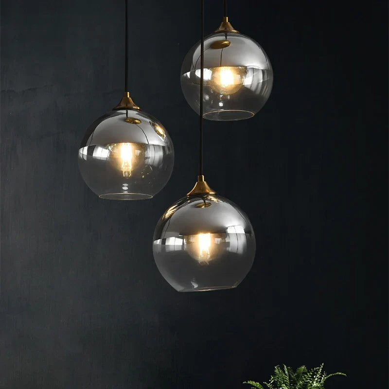 Glass Ball Pendant Light - Modern Nordic LED Hanging Fixture for Dining and Kitchen