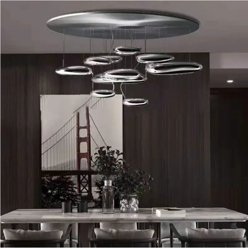 Mercury Collection LED Glass Pendant Lamp - Silver Luxury Designer Lighting