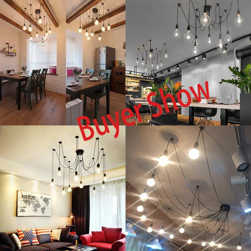 Nordic Retro Spider Pendant Lights LED Edison Bulb Vintage Lamps