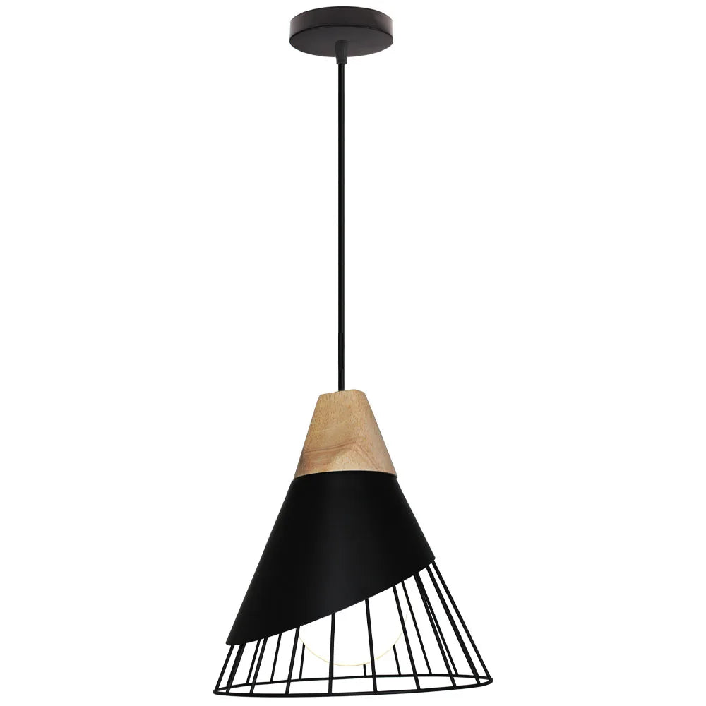 Vintage Modern Wood Pendant Lamp | Nordic Industrial LED Hanging Light