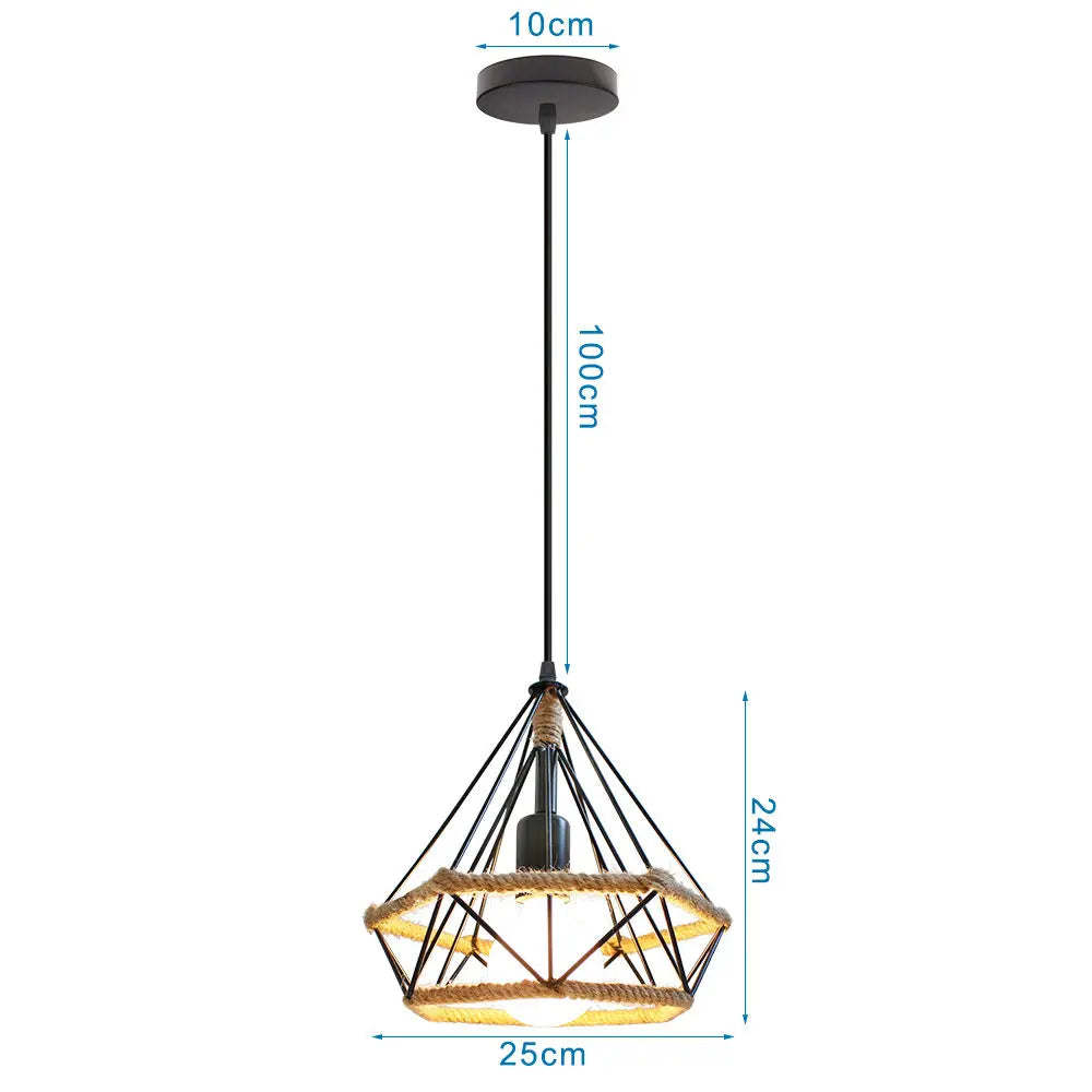 Diamond Cage Iron Pendant Light for Living Dining Bedroom