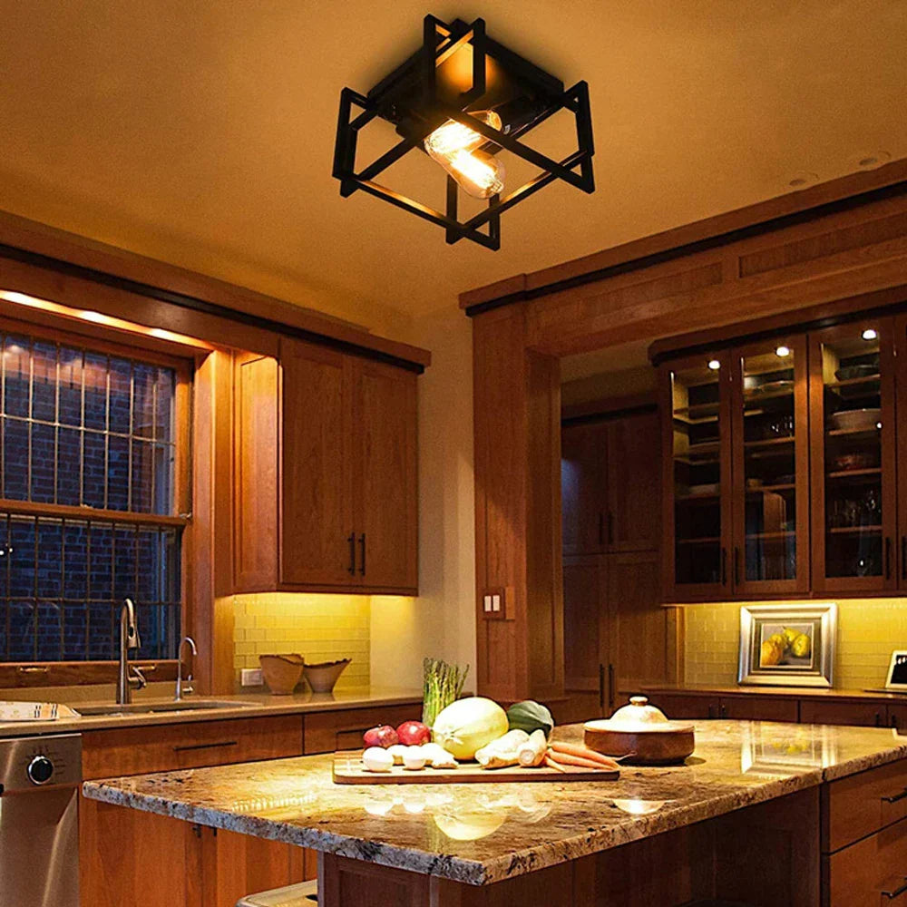 Industrial Vintage LED Ceiling Light Fixture for Home Kitchen Bar