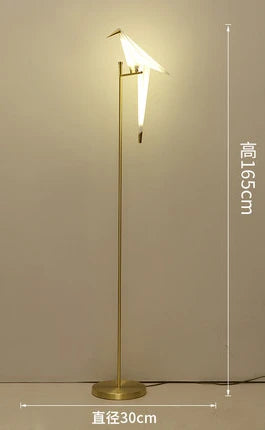 Origami Crane Perch Gold Floor Lamp - Creative Acrylic Design for Home Decor