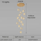 Modern Golden Round Acrylic Stair Chandelier by - Elegant Designer Lighting for Home