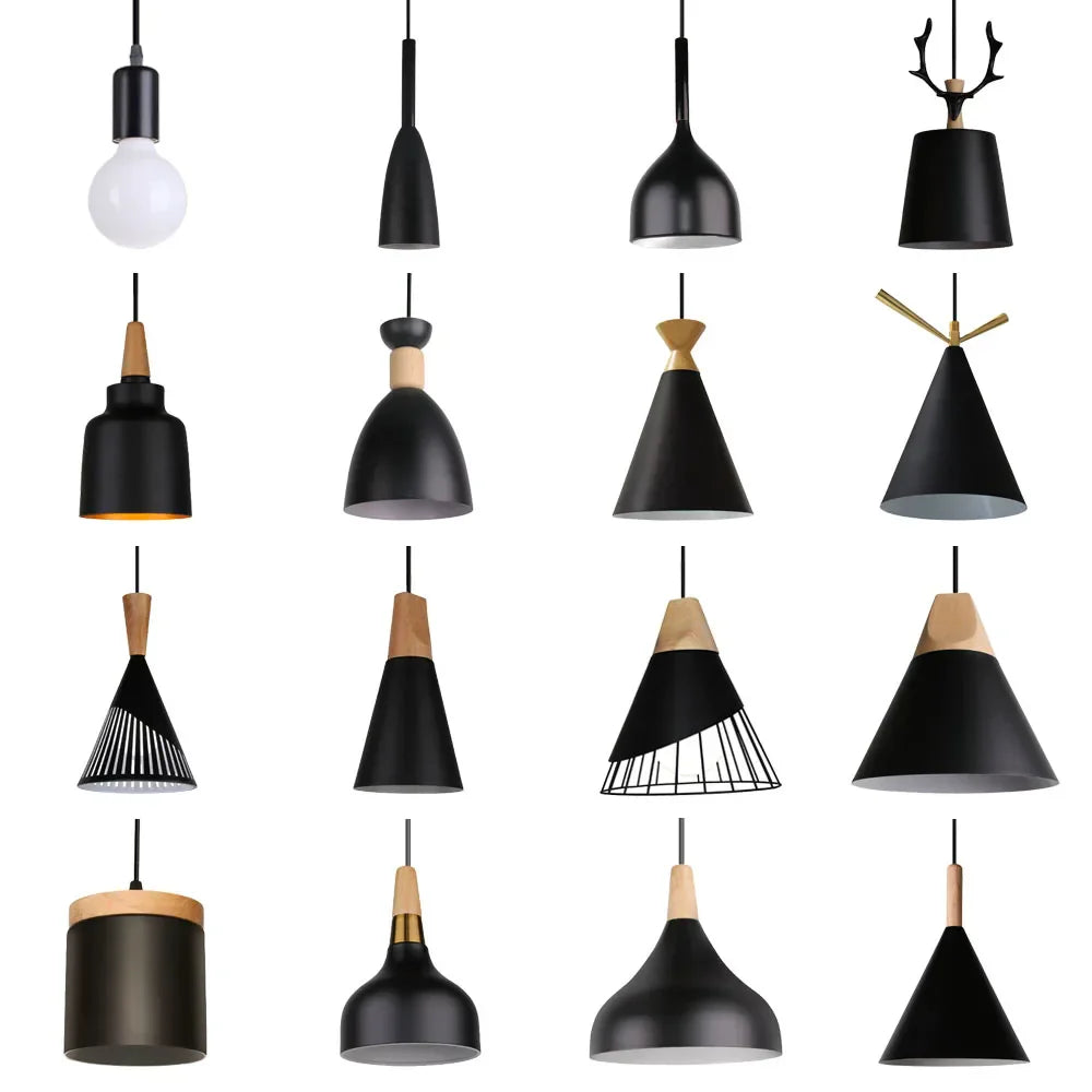 Nordic Aluminum Pendant Lights Modern E27 LED Hanging Kitchen Lamps Fixtures