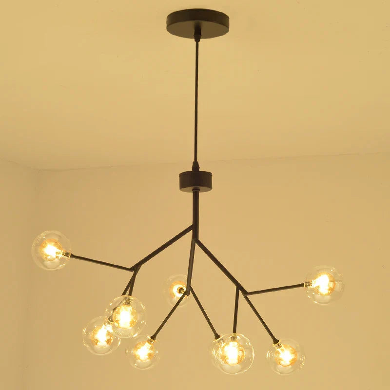 Heracleum Firefly Glass Ball Chandelier: Gold Luxury Lighting for Dining Kitchen Staircase