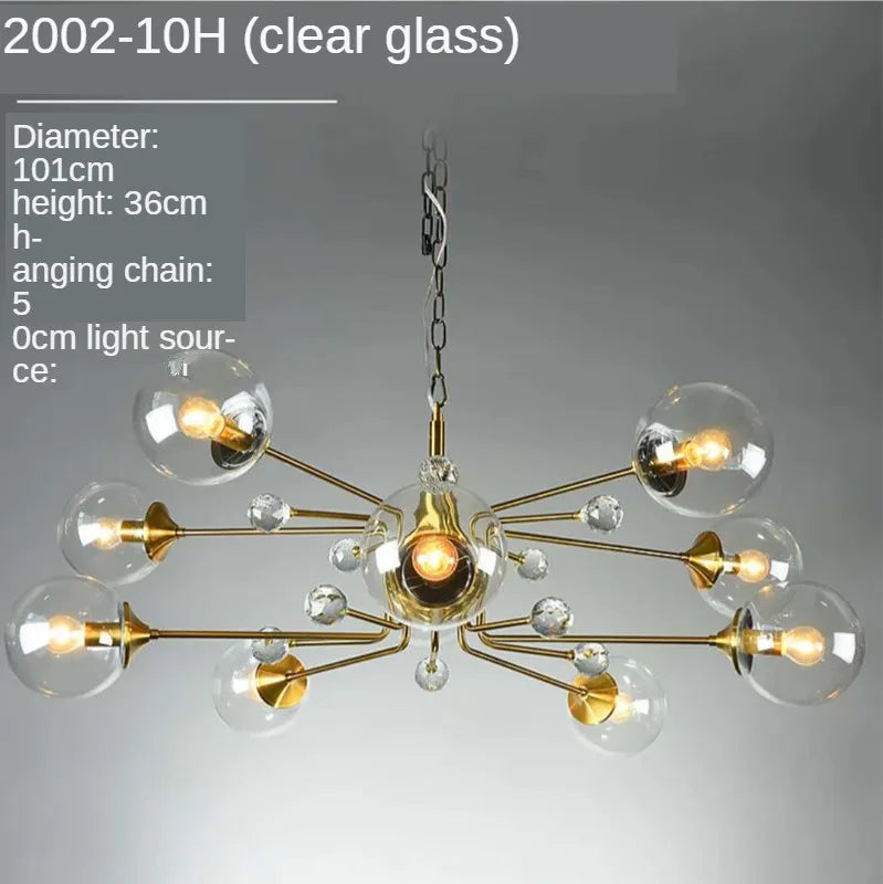 Modern Glass Ball LED Chandelier | Luxury Indoor Hanging Lamps for Living Room