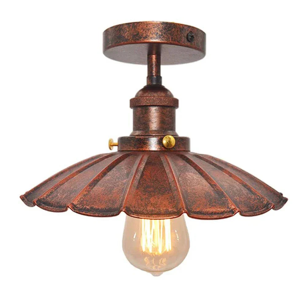 Iron Ceiling Light: Vintage Industrial Flush Mount for Home Bedroom Kitchen Living Room