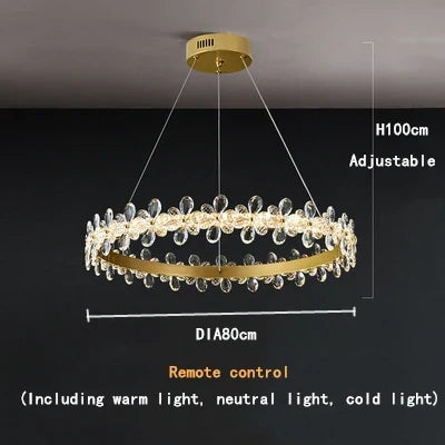 Crystal LED Chandelier: Luxury Lighting for Living, Dining, Kitchen - Elegant Iron & Aluminum Design