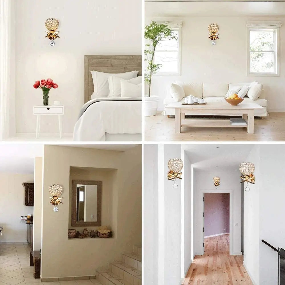 Crystal Wall Lamp Sconce E14 Retro Industrial Light Fixture for Home Living Room
