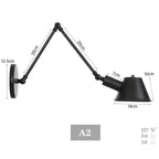 Vintage Iron Swimming Arm Wall Lamp - Rustic Retro Reading Light