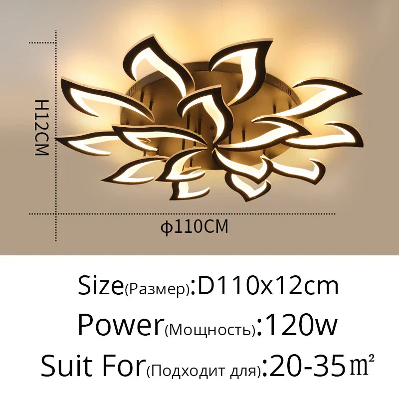 Remoteled Ceiling Chandelier: Modern Art Deco Lighting Fixtures for Living, Dining, Bedroom