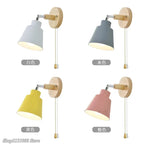 Nordic Wooden Wall Lights with Zipper Switch, Rotatable Modern Macaroon Sconce