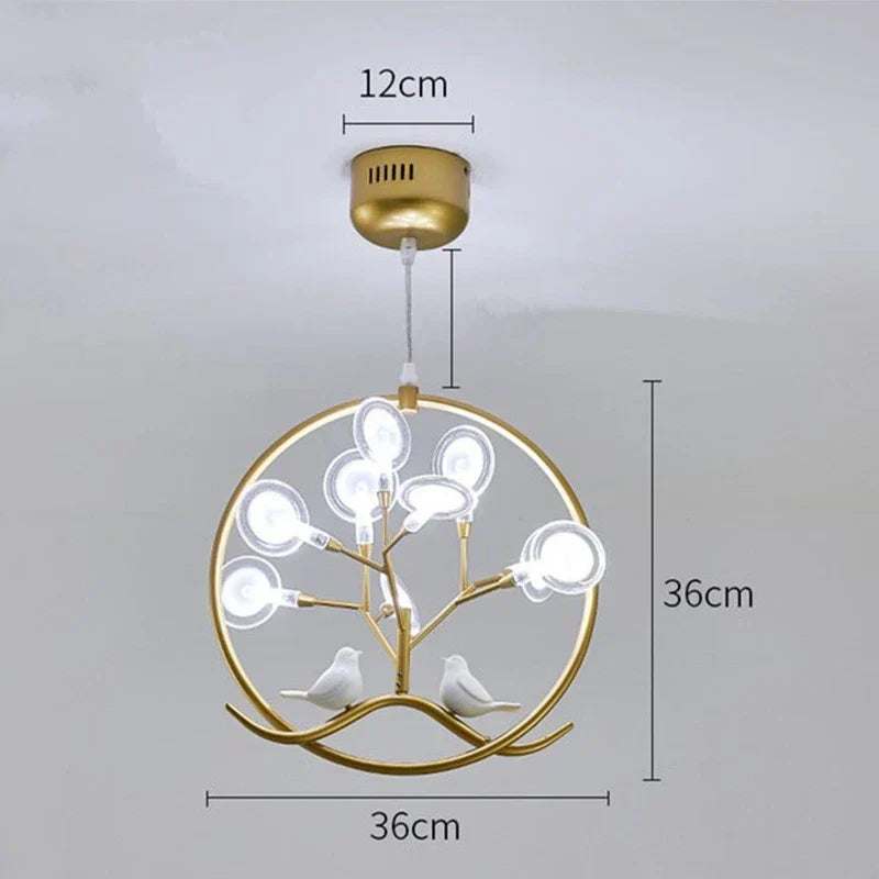 Branch Iron Black Gold Chandelier for Living Room Bedroom Kitchen Hallway