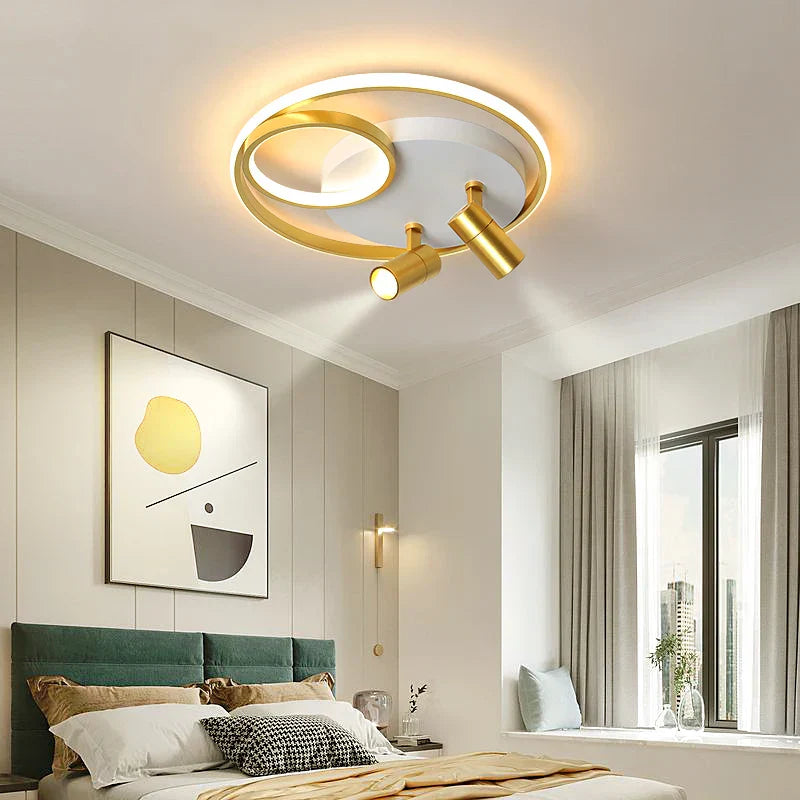 Nordic Gold Chandelier: Dimmable Remote Ceiling Light for Bedroom & Living Room