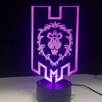 WoW Alliance Tribal Signs 3D LED Night Light Kids Table Lamp Gift