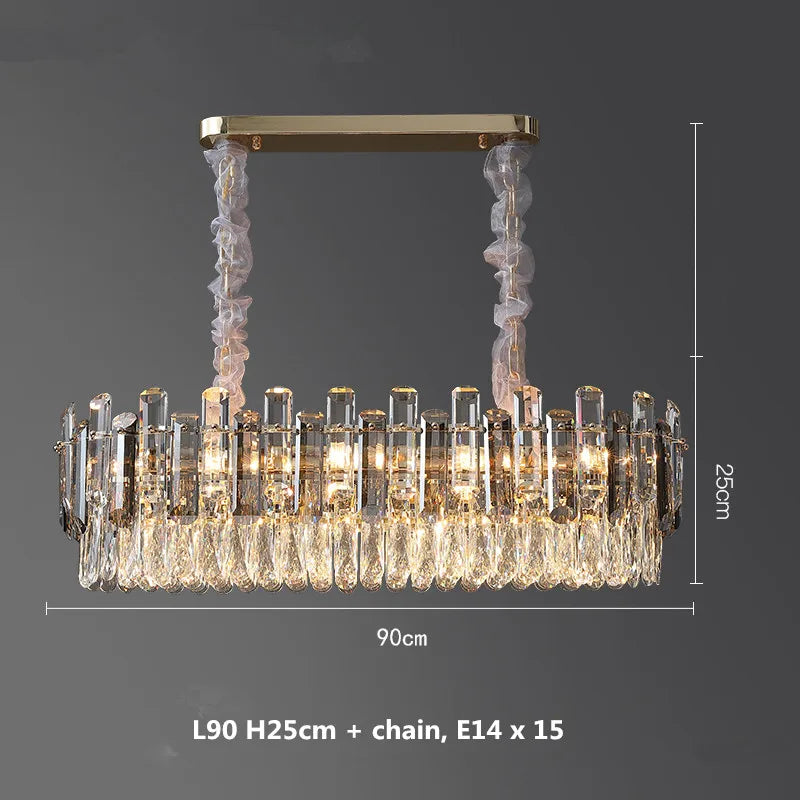 Gray/Clear Crystal K9 LED Pendant Lamp for Modern Luxury Living Room