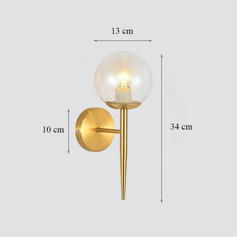 Brass Glass Wall Sconce Lighting, Classic Nordic Loft Interior Fixture