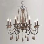 Wooden Retro Loft Chandelier - Mid Century Rustic Lighting for Living Room