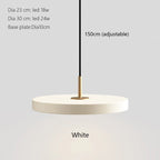 Nordic Round Metal LED Pendant Lights for Kitchen Island Ceiling - Black/White/Blue